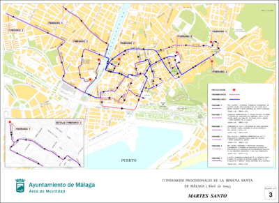 Itinerarios del Martes Santo 2019 de Málaga