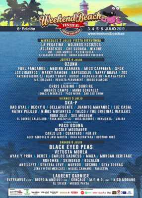 Cartel de conciertos del Weekend Beach Festival 2019