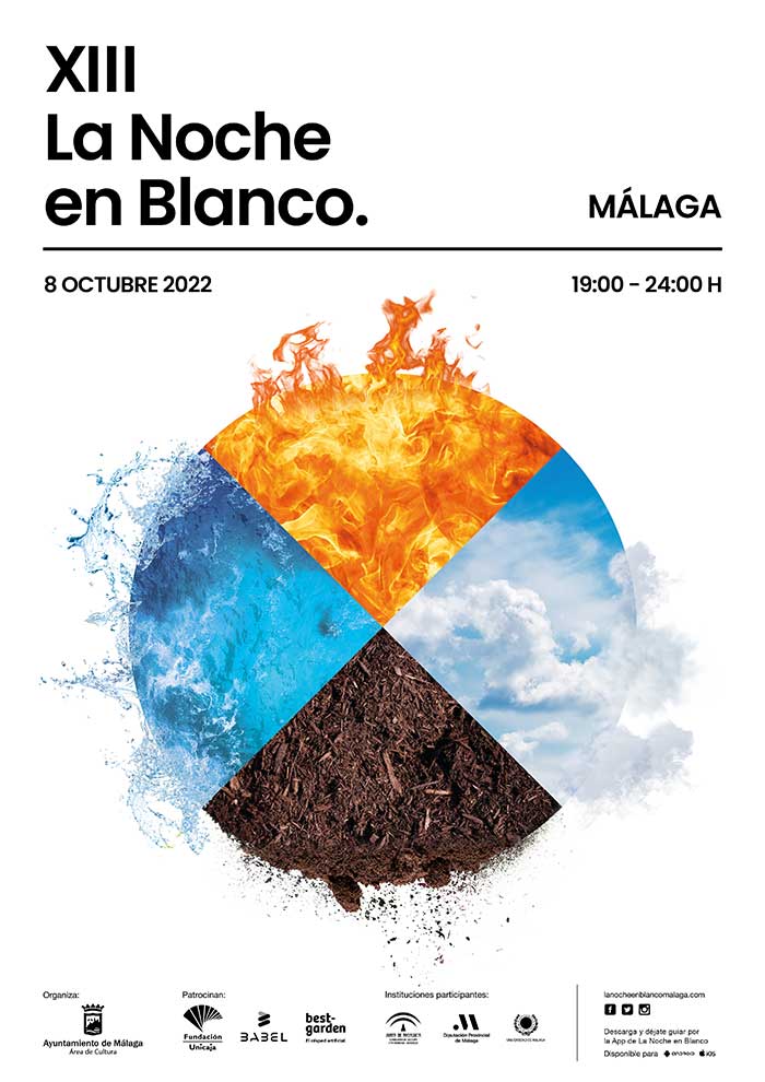 Noche en Blanco Málaga 2022. Tierra, agua, aire y fuego