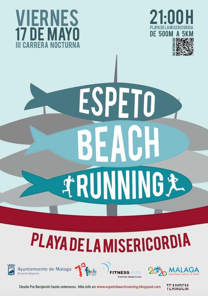 Cartel de la carrera nocturna Espeto Beach Running Málaga 2019