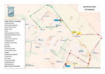 Plano del recorrdio del Día del Pedal de Churriana 2019